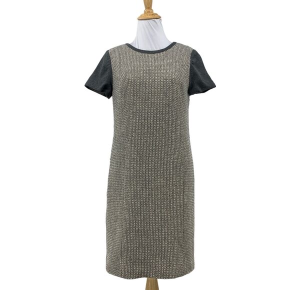 Talbots Shift Dress Womens 4 Gray Metallic Tweed Wool Blend Short Sleeve Lined - Picture 1 of 12